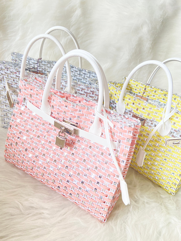 【再販】ラメルヘンテープのカゴバーキン シルバー シルバー ラメルヘンテープ ベルト