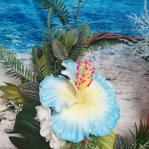 真っ白なハイビスカス＆モンステラ