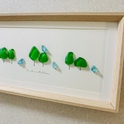 シーグラスアート 癒しの森 小鳥の世界 海の宝石 北欧 ガラス細工インテリア雑貨  観葉植物 大きいサイズ プレゼント 5枚目の画像