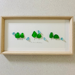 シーグラスアート 癒しの森 小鳥の世界 海の宝石 北欧 ガラス細工インテリア雑貨  観葉植物 大きいサイズ プレゼント 7枚目の画像