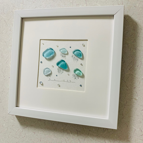 シーグラスアート 海の宝石 癒し 北欧ガラス細工 くらげ海月インテリア