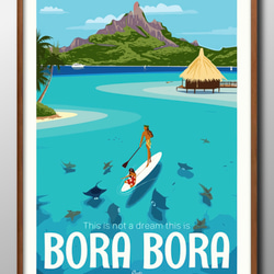 13928 ポスター 絵画 A3サイズ『ボラボラ島 南の島 南国 夏』アート