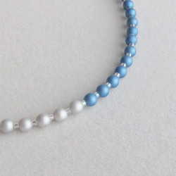 Pearl ブルー × グレー パール のバイカラーネックレス 5枚目の画像
