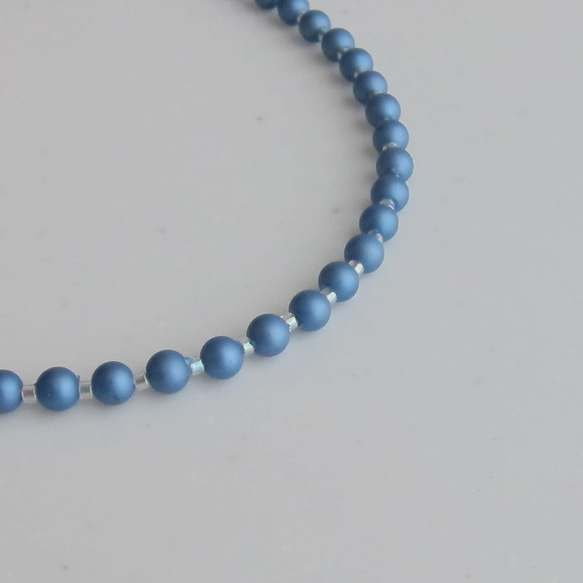 Pearl ブルー × グレー パール のバイカラーネックレス 3枚目の画像