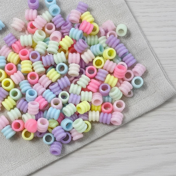 確認用 パステルカラー 虹色 ミニチュア  エコクラフト プラスチックビーズ 形 型 ビーズ カラフル パステル ミルキー 土管 7