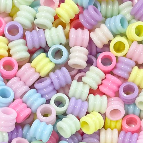 プラスチックビーズ 形 型 ビーズ カラフル パステル ミルキー 土管 7