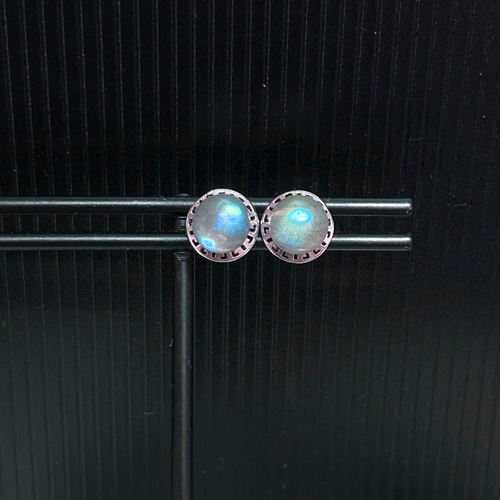 天然石スタッドピアス 高品質 ラブラドライト ピアス ペア1組 シルバー