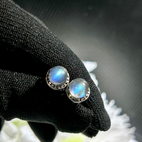 天然石スタッドピアス 高品質 ラブラドライト ピアス ペア1組 シルバー