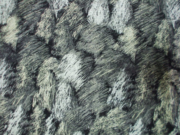 グレー色地×木柄プリント 綿麻素材 スタンドカラーフレンチスリーブシャツワンピース L～LLサイズ 受注生産 9枚目の画像