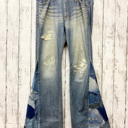 リメイクヒッピーデニム パッチワーク SW2-87 ロングパンツ リメイクヒッピーデニム パッチワーク SW2-87 ロングパンツ