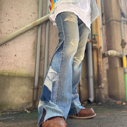 リメイクヒッピーデニム パッチワーク SW2-87 ロングパンツ リメイクヒッピーデニム パッチワーク SW2-87 ロングパンツ