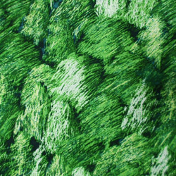 グリーン色地×木柄プリント 綿麻素材 スタンドカラーフレンチスリーブシャツワンピース L～LLサイズ 受注生産 9枚目の画像