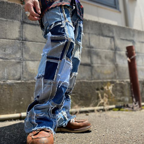 special vintage 70s ヒッピー パッチワークデニム ボロかっ 60s