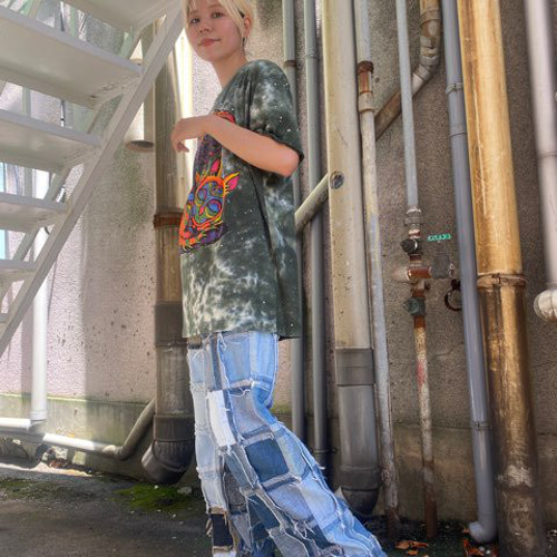 リメイクヒッピーデニム パッチワーク SW2-88 ロングパンツ Miharu