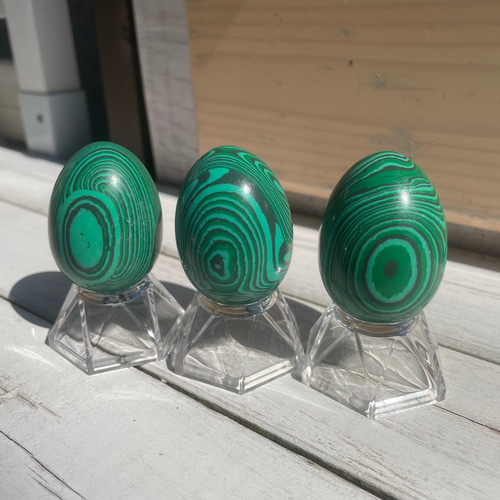 マラカイト たまご型 1個 約35mm 天然石インテリア・天然石置物