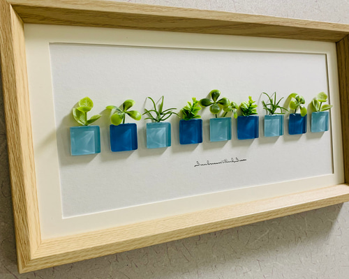 シーグラスアート ウェルカムスペース インテリア雑貨 壁掛け 置物 観葉植物 インテリア雑貨 壁掛け 置物 北欧 観葉植物 ガラスアート 玄関