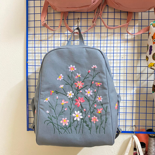 レディース 花柄 刺繍 3way デイリュック 軽量 ブラック NE0220