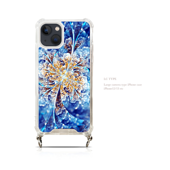 氷花 - 和風 ネックストラップ付ショルダーiPhoneケース【23SS】スマホショルダー 3枚目の画像