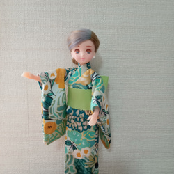 残わずか】《選べる帯シリーズ》リカちゃん浴衣セット 大輪（グリーン