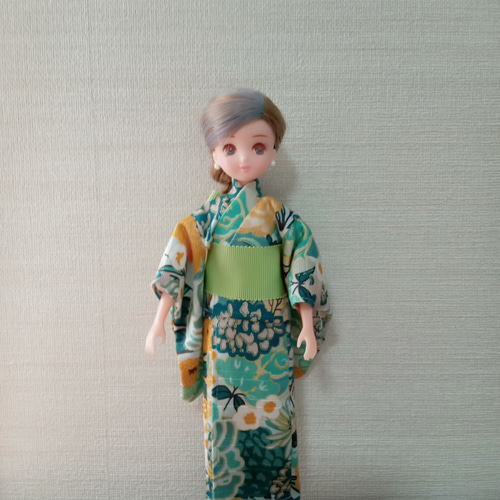 選べる帯シリーズ》リカちゃん浴衣セット 大輪（グリーン