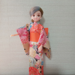 残わずか】《選べる帯シリーズ》リカちゃん浴衣セット 大輪（グリーン