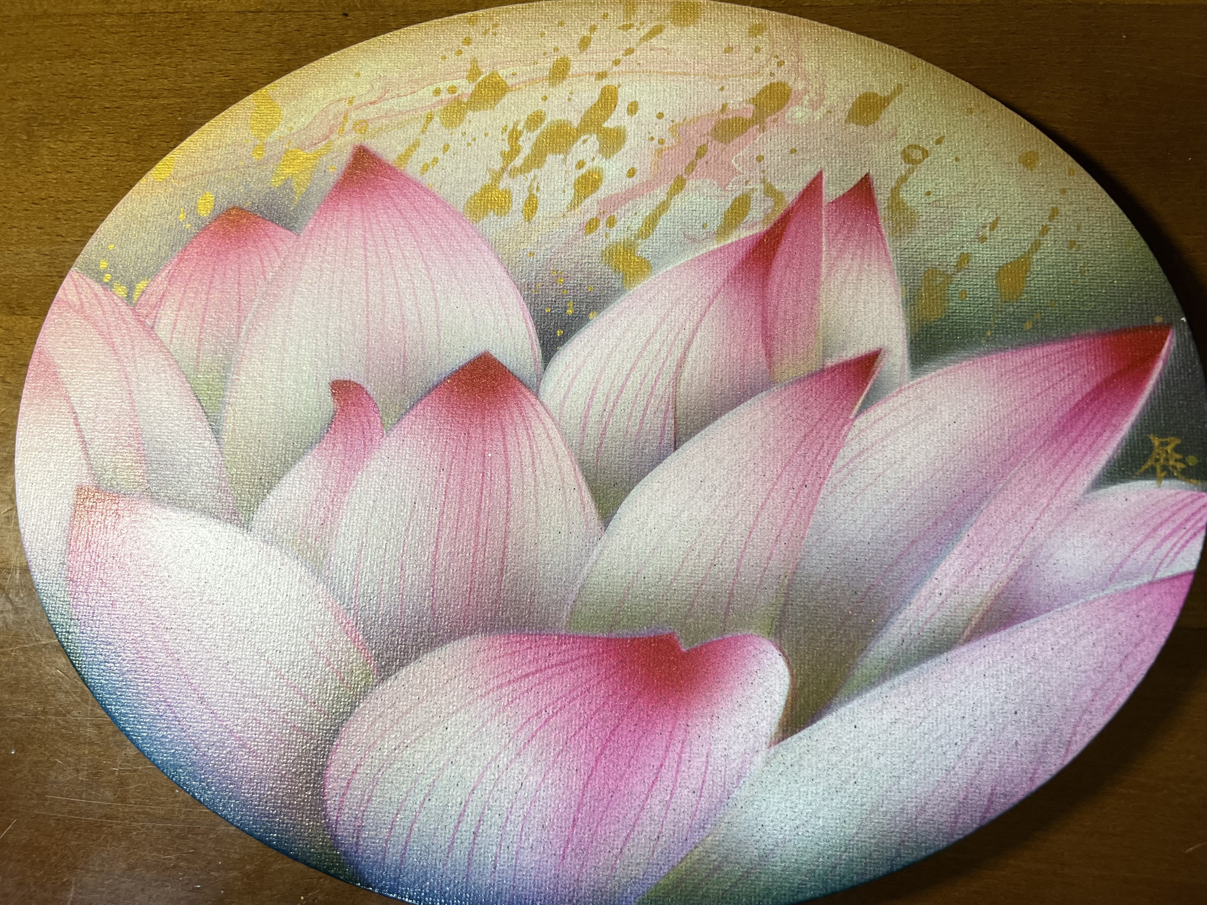 国内メーカー油絵具使用●【桜色のエチュード】●がんどうあつし絵画F3ホワイト額付 国内メーカー油絵具使用○【桜色のエチュード】○がんどうあつし