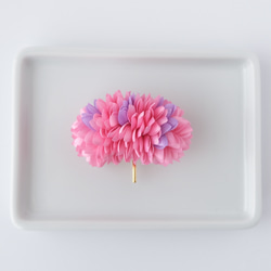 PF/染花のヘアカフス ポニーフック ピーチピンク/ライラック 布花 -飾る花- 1枚目の画像