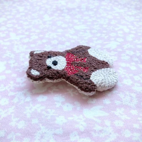 SALEvintage bear ブローチ　クマ　ブローチ　ZUNI 宝物のくまちゃん」ミニ刺繍ブローチ | spica-pika