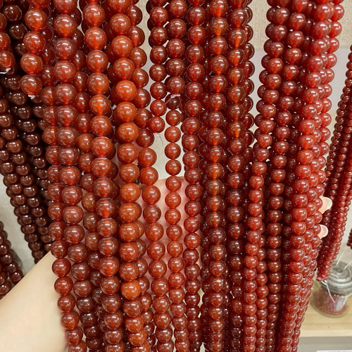 1連売り☆天然石 赤メノウ 赤瑪瑙 レッドアゲート 連材 ハンドメイド