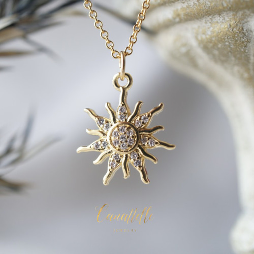 ジルコニア輝く 14kgf 太陽 ネックレス ~soleil~ ネックレス ジルコニア輝く 14kgf 太陽 ネックレス ~soleil~ ネックレス
