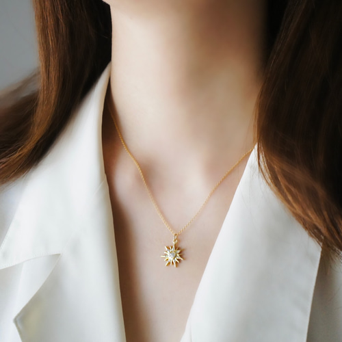 ジルコニア輝く 14kgf 太陽 ネックレス ~soleil~ ネックレス ジルコニア輝く 14kgf 太陽 ネックレス ~soleil~ ネックレス