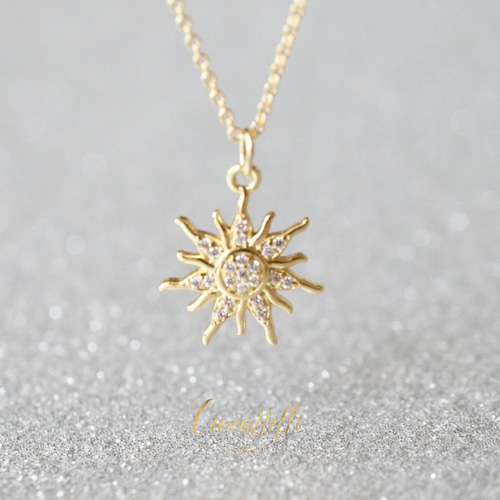 ジルコニア輝く 14kgf 太陽 ネックレス ~soleil~ ネックレス