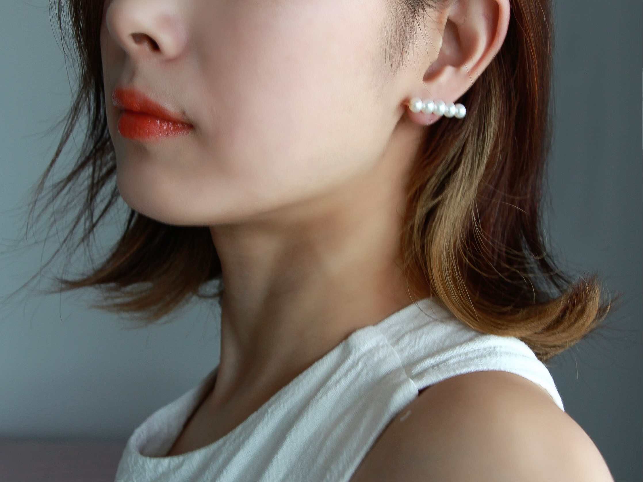 パール ストレートライン ピアス（ピアス（両耳用））｜ete