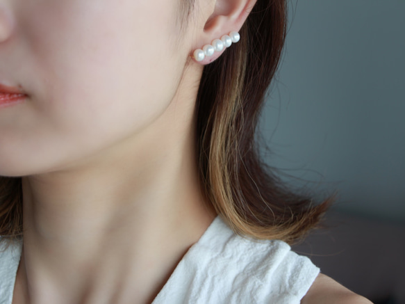 14kgf-直線珍珠耳環 第5張的照片
