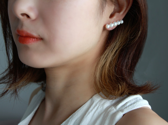 14kgf-直線珍珠耳環 第7張的照片