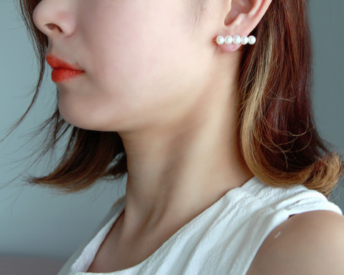 14kgf-ストレートラインパールイヤリング イヤリング