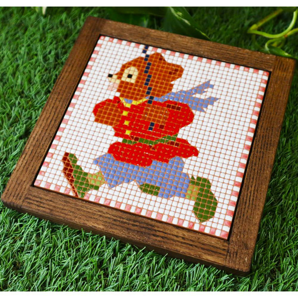 ◇タイルアート◇くまのハッピーダッシュ◇木枠付◇ その他インテリア