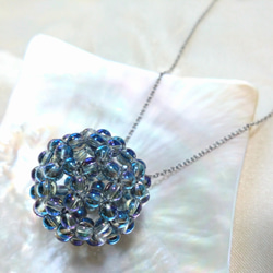 ブルーフラッシュクリスタル 神聖幾何学フラーレン ネックレス