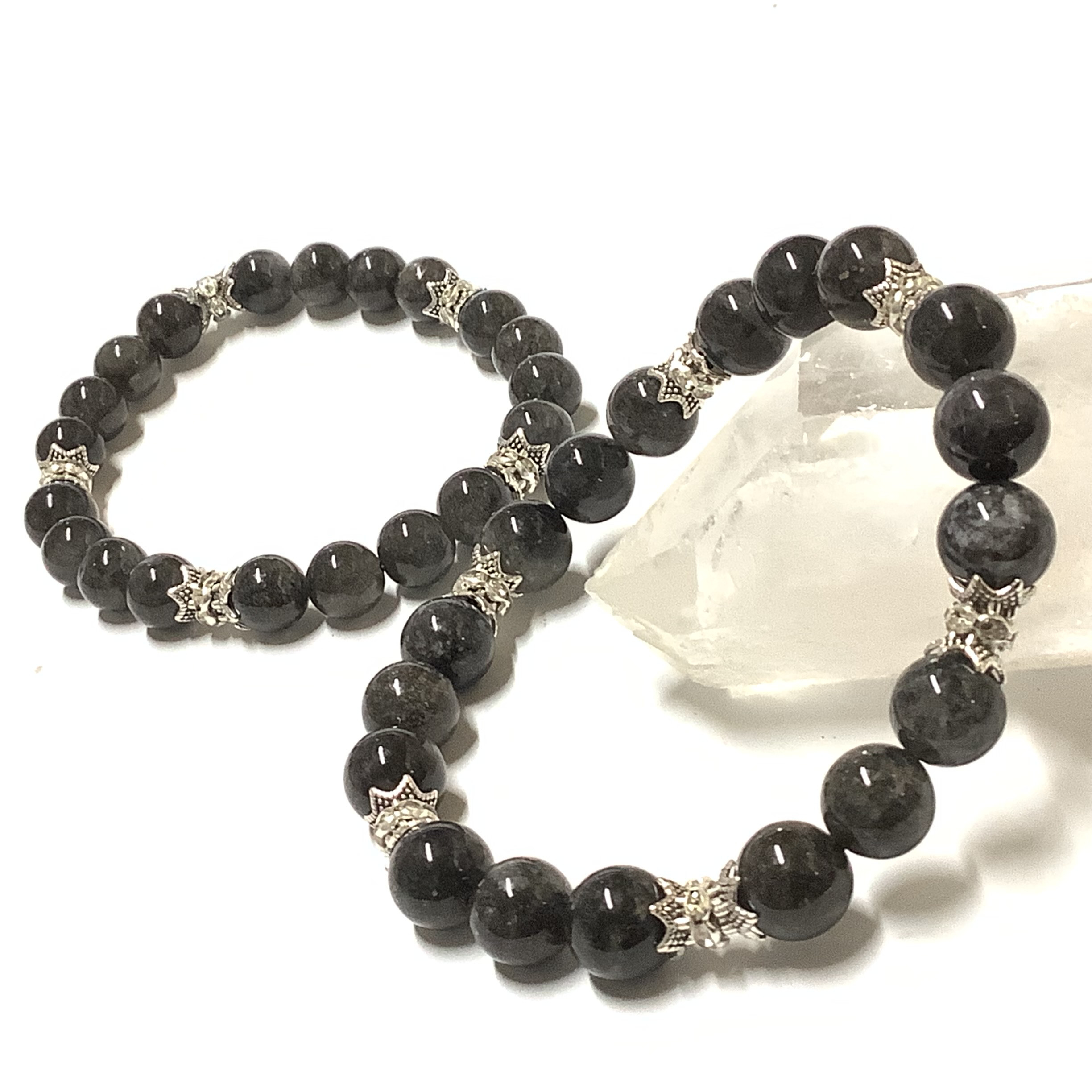 一点物☆送料無料 強力な浄化力！ ヒーリングストーン 天然石 ブラックトルマリンインクォーツ ブレスレット ペアセット