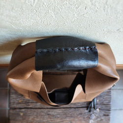【受注制作】one shoulder bag　オークグレー✗黒　オイルシュリンクレザー 11枚目の画像