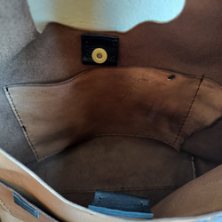 【受注制作】one shoulder bag　オークグレー✗黒　オイルシュリンクレザー 13枚目の画像