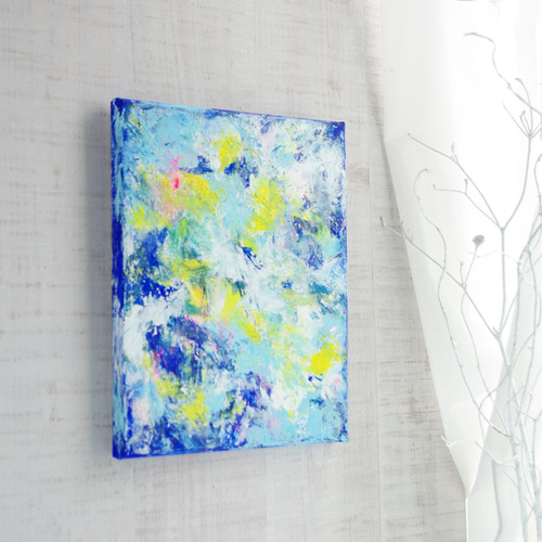 原画】抽象画 青の嵐 約273×220mm（F3サイズ） 絵画 La couleur