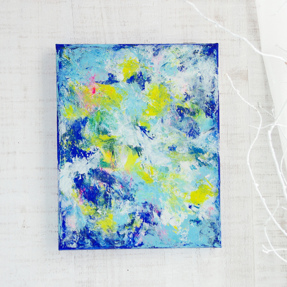 最新の激安 原画】抽象画 couleur La 絵画 約273×220mm（F3サイズ） 青の嵐 絵画