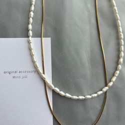 華奢なライスパール2連necklace 1枚目の画像