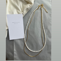 華奢なライスパール2連necklace 2枚目の画像