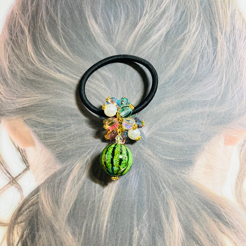 じゃらじゃらヘアゴム スイカ ハンドメイド ヘアゴム Na-chan
