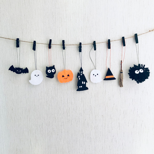 ハロウィン ガーランド フェルトマスコット 【ハロウィン城】9点セット