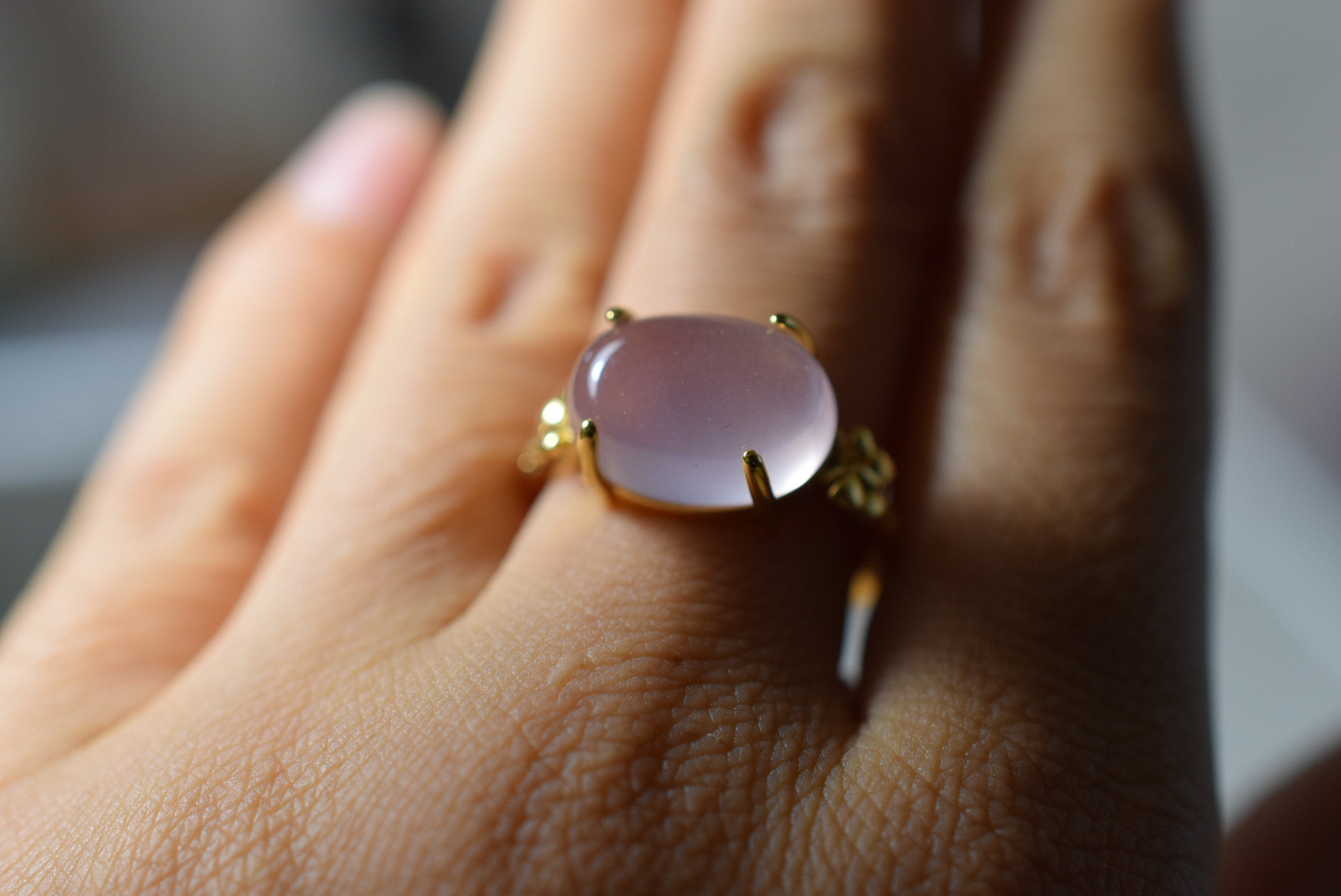 ARG23-149 宝石質 大粒 天然 スターローズクォーツ 指輪 フリーサイズ 金属アレルギー対応 蝶々