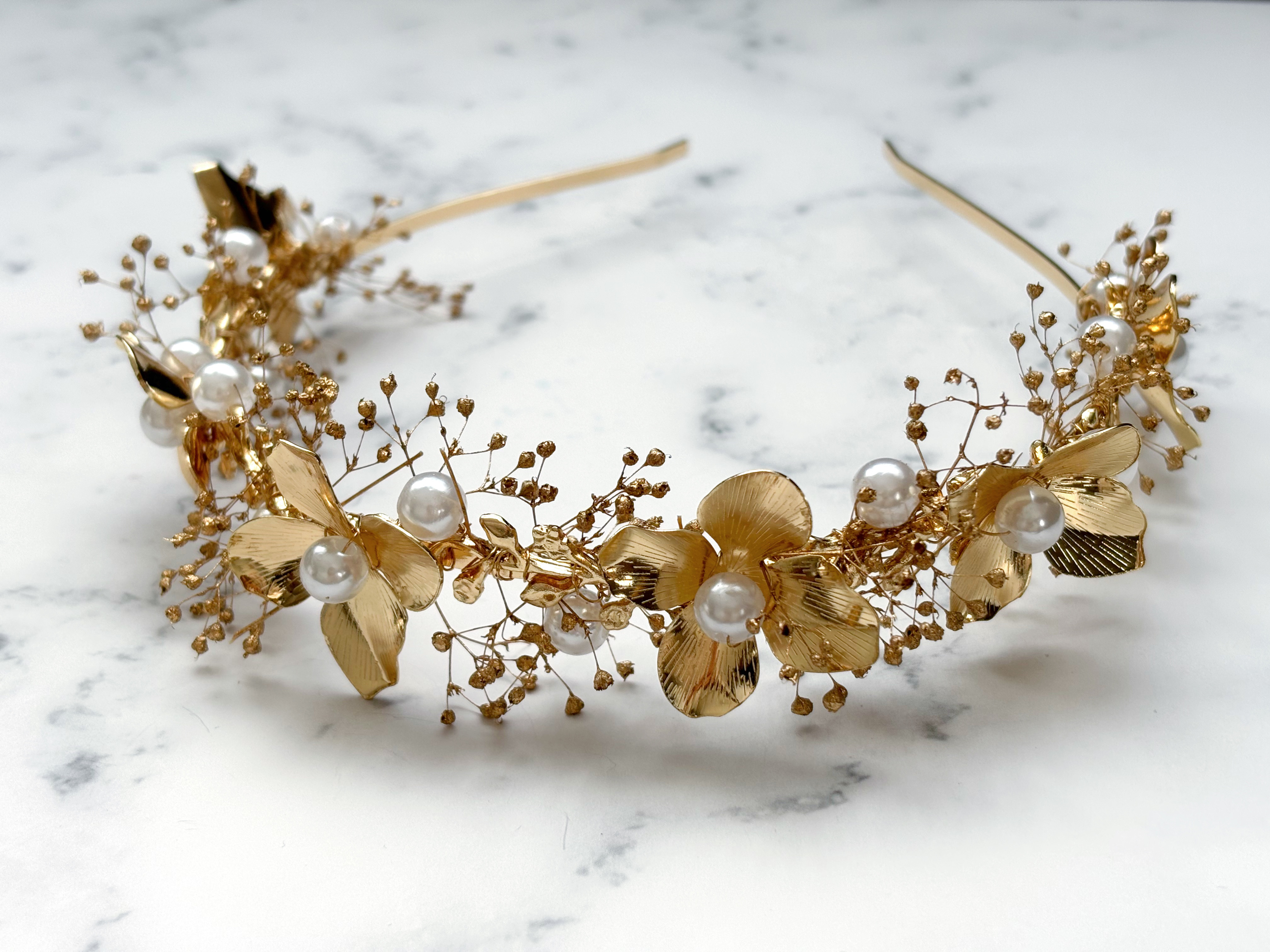 【gold gloss flower crown】髪飾り　ウェディング　成人式　結婚式　振袖
