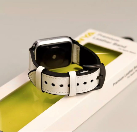 Apple Watch用コントラストトリム PUウォッチバンド　セットバンドとケースカバー 3枚目の画像